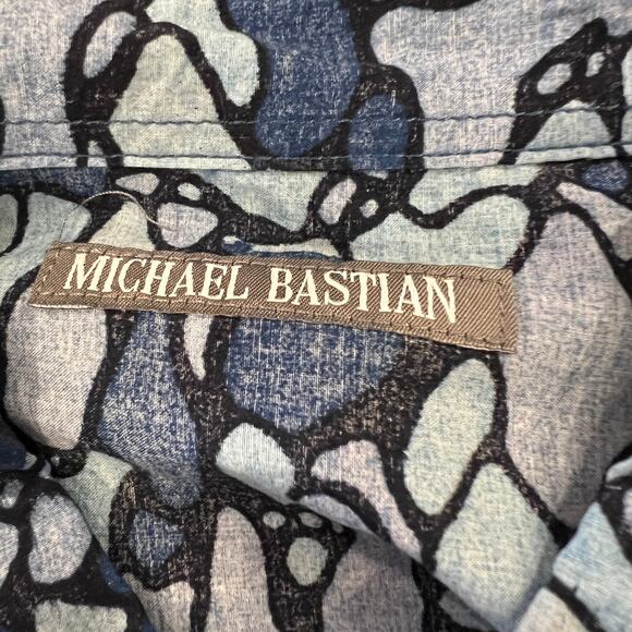 Michael Bastian Men's Blue Geometric Print Button Down Shirt - SIZE L - Picture 4 of 9